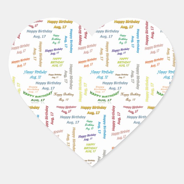 Agosto, 17 Pegatina de cumpleaños (Anverso)