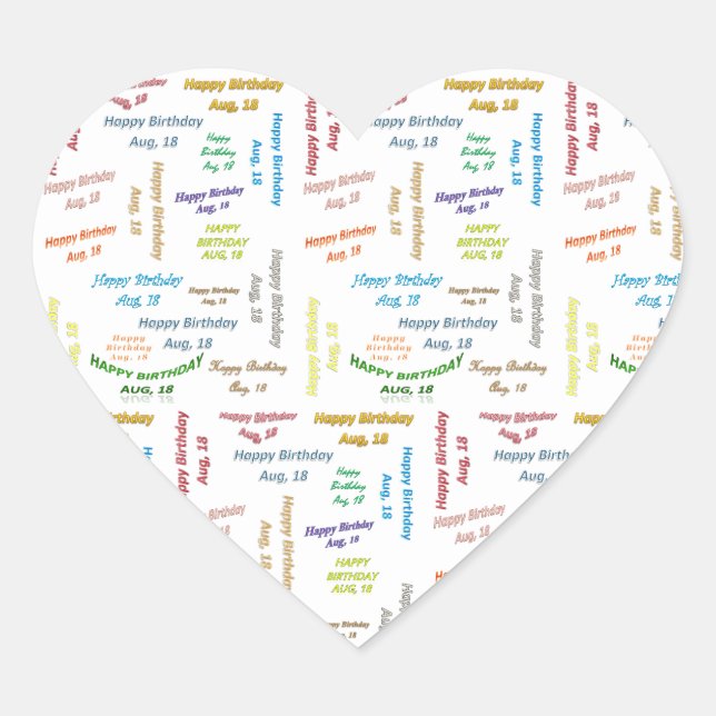 Agosto, 18 Pegatina de cumpleaños (Anverso)