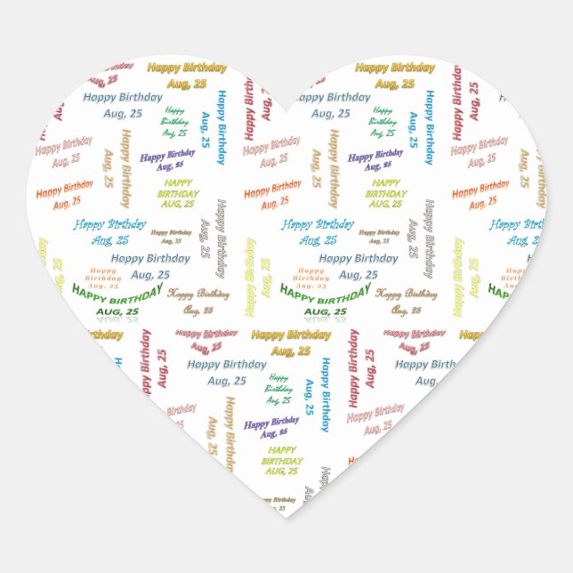 Agosto, 25 Pegatina de cumpleaños (Anverso)