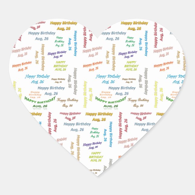 Agosto, 26 Pegatina de cumpleaños (Anverso)