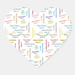 Agosto, 27 Pegatina de cumpleaños