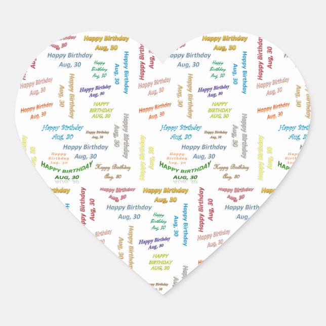 Agosto, 30 Pegatina de cumpleaños (Anverso)