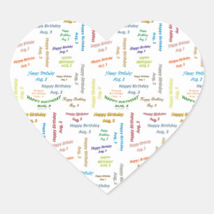 Agosto, 3 Pegatina de cumpleaños