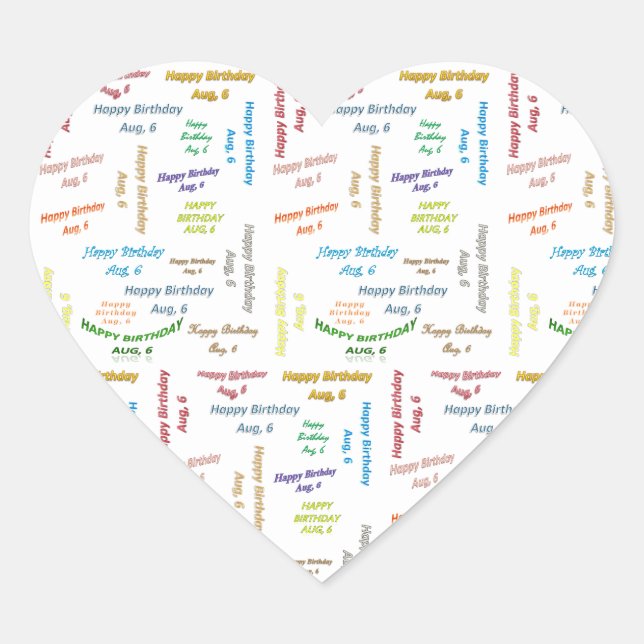 Agosto, 6 Pegatina de cumpleaños (Anverso)