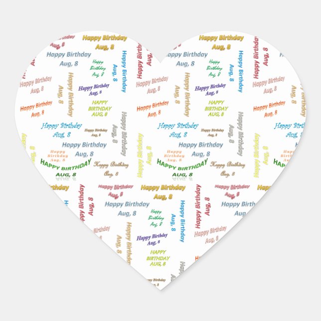 Agosto, 8 Pegatina de cumpleaños (Anverso)