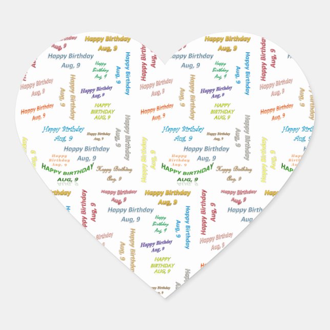 Agosto, 9 Pegatina de cumpleaños (Anverso)