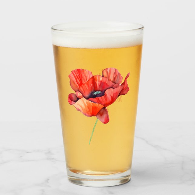 Agosto flor de nacimiento Amarillo amapola Acuarel (Anverso (lleno))