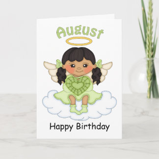 Agosto Tarjeta de Cumpleaños del Ángel de Bebé Neg