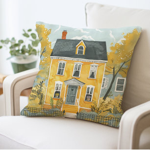 Agradable almohada amarilla, casa de campo artísti