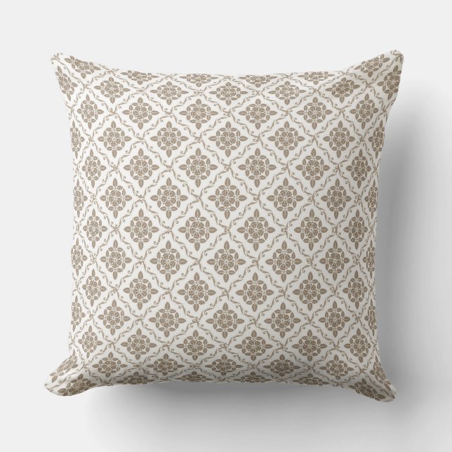 Agradable almohada reversible Beige-Damasco (Anverso)
