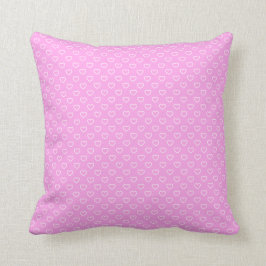 Agradable almohada rosa con motivos de corazón bla
