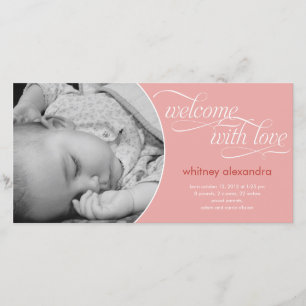 Agradable anuncio de nacimiento de bebé - Rosa