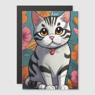 Agradable arte floral de gato en Shorthair america