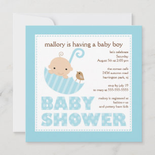 Agradable Baby Umbrella Boy Invitación Baby Shower