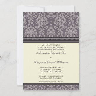 Agradable Damasco 5x7 Invitación a la boda:ciruela