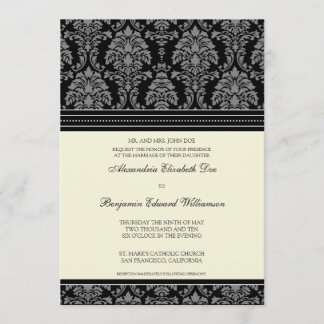 Agradable Damasco 5x7 Invitación a la boda:negro
