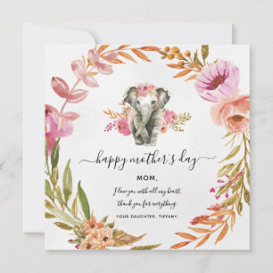 Agradable Elefante De Acuarela Y Tarjeta De Vacaci