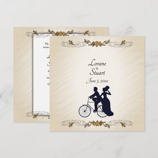 Agradable invitación a Boda de bicicletas (Anverso / Reverso)