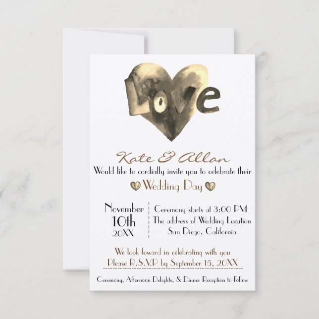 Agradable Invitación a la Boda Cardíaca Personaliz (Anverso)