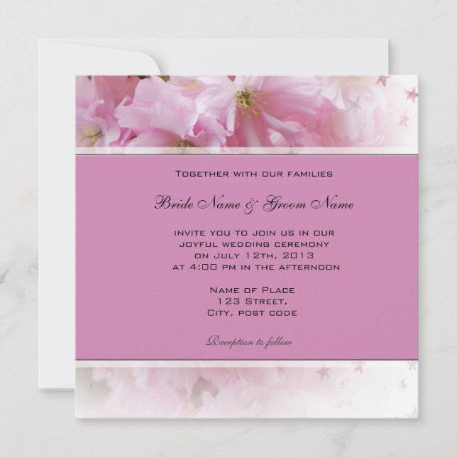 Agradable invitación a la boda en flor de cerezo r (Anverso)