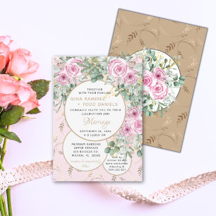 Agradable invitación a la boda rosa rosa
