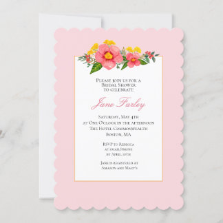 Agradable Invitación a la ducha con flores rosadas