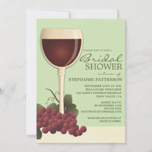 Agradable invitación a la ducha de novias con vino
