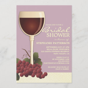 Agradable invitación a la ducha de novias con vino