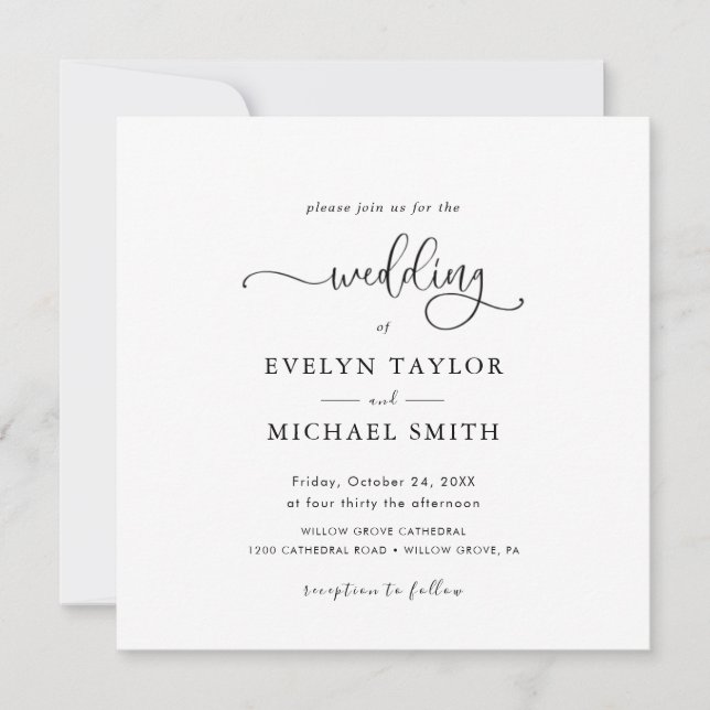 Agradable Invitación a todo en una caligrafía negr (Anverso)