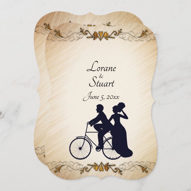 Agradable invitación Rustic Bicycle Boda (Anverso / Reverso)