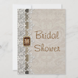 Agradable Moda Lace & Burlap Invitación a la ducha