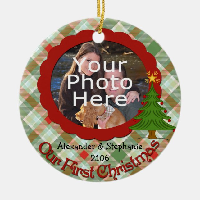 Agradable Ornamento De Nuestra Primera Navidad (Frente)