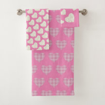 Agradable Tartan Hearts Flowers Rubor Pink Gray