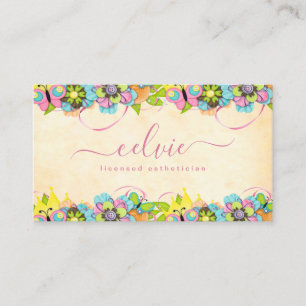 Agradable y colorida floral vintage  Tarjeta de pr