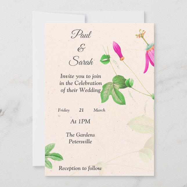 Agradables amigos rosados Invitación a la boda, (Anverso)