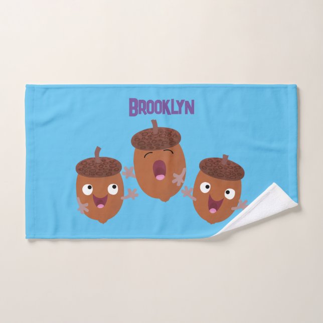 Agradables bellotas cantando personalizado para lo (Toalla de mano)