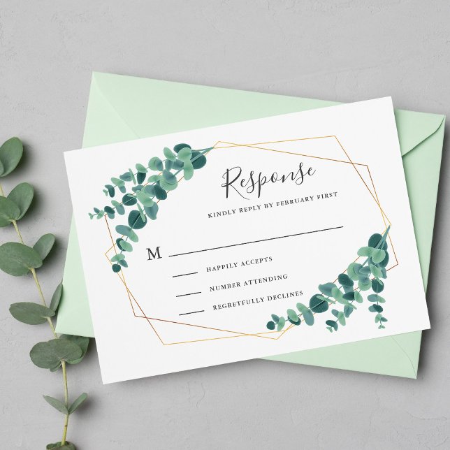 Agradables tarjetas Eucalyptus Geometric Wedding R (Subido por el creador)