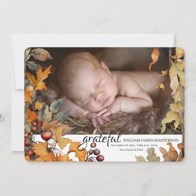 Agradecido anuncio del nacimiento de la foto (Anverso)