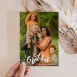 AGRADECIDO | tarjeta de foto familiar de agradecim<br><div class="desc">Un moderno diseño fotográfico con tipografía de pincel y una maravillosa foto familiar. Puedes subir tu propia imagen y editar el texto y los colores.</div>