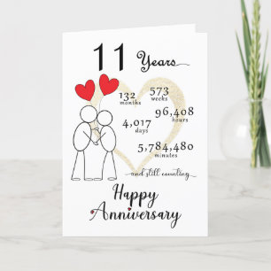 Agradecimiento 11.ª tarjeta de aniversario Boda con globos cardía