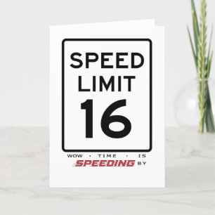 Agradecimiento 16.ª tarjeta de cumpleaños de límite de velocidad