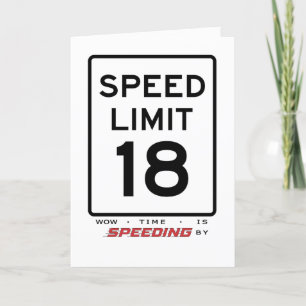 Agradecimiento 18.ª tarjeta de cumpleaños de límite de velocidad