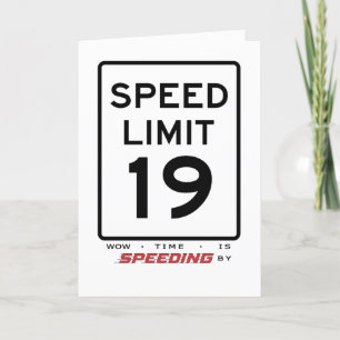 Agradecimiento 19.ª tarjeta de cumpleaños de límite de velocidad