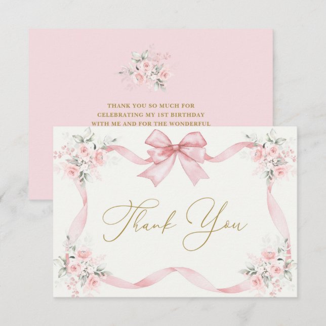 Agradecimiento 1.ᵉʳ Chica de cumpleaños - Tarjeta de agradecimien (Anverso / Reverso)