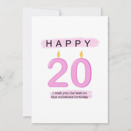 Agradecimiento 20.ª tarjeta de cumpleaños