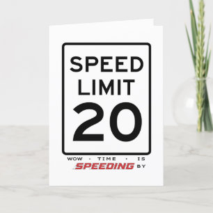 Agradecimiento 20.ª tarjeta de cumpleaños de límite de velocidad