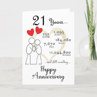 Agradecimiento 21ª tarjeta de aniversario Boda con globos cardíac