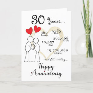 Agradecimiento 30.ª tarjeta de aniversario Boda con globos cardía