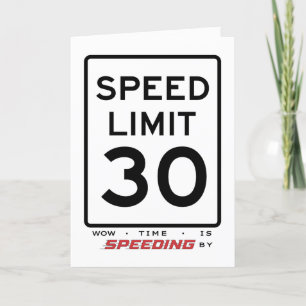 Agradecimiento 30.ª tarjeta de cumpleaños de límite de velocidad