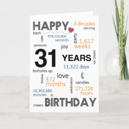 Agradecimiento 31.ª Tarjeta de Cumpleaños